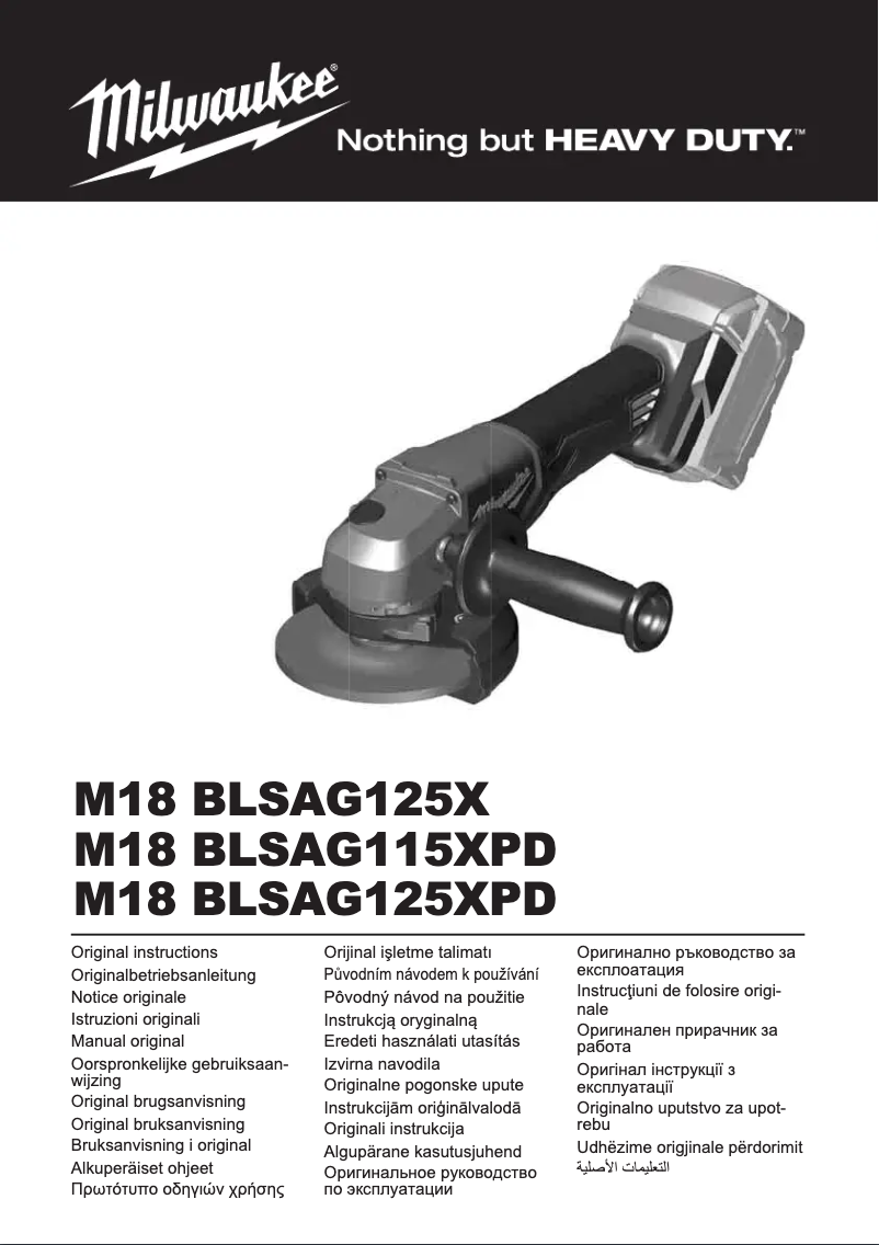 Page n°1 - Manuel utilisateur Milwaukee M18 BLSAG115XPD