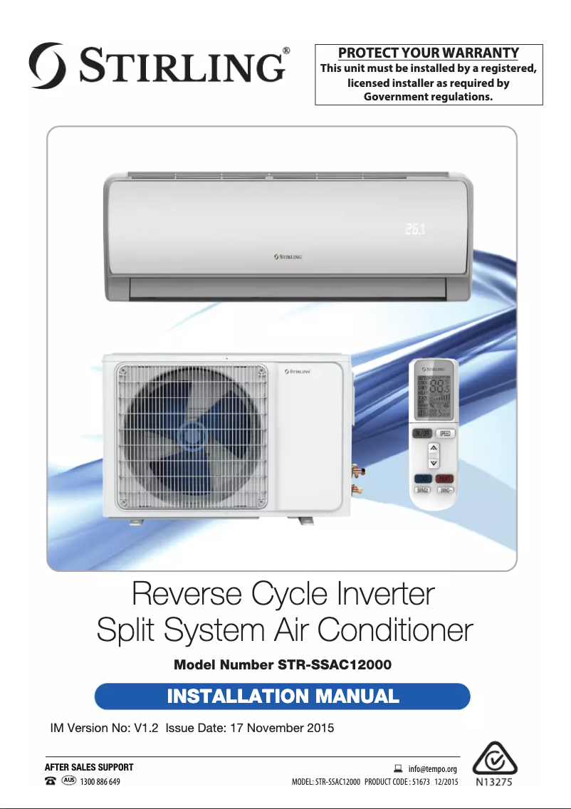 Page 1 de la notice Manuel utilisateur Stirling STR-SSAC12000