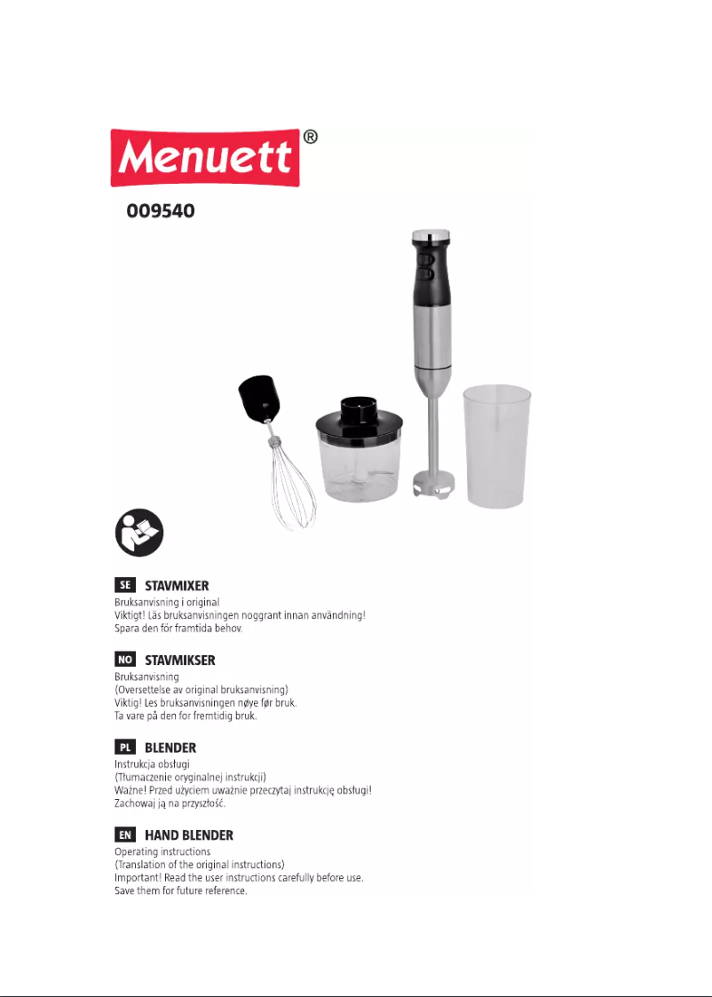 Page 1 de la notice Manuel utilisateur Menuett 009-540