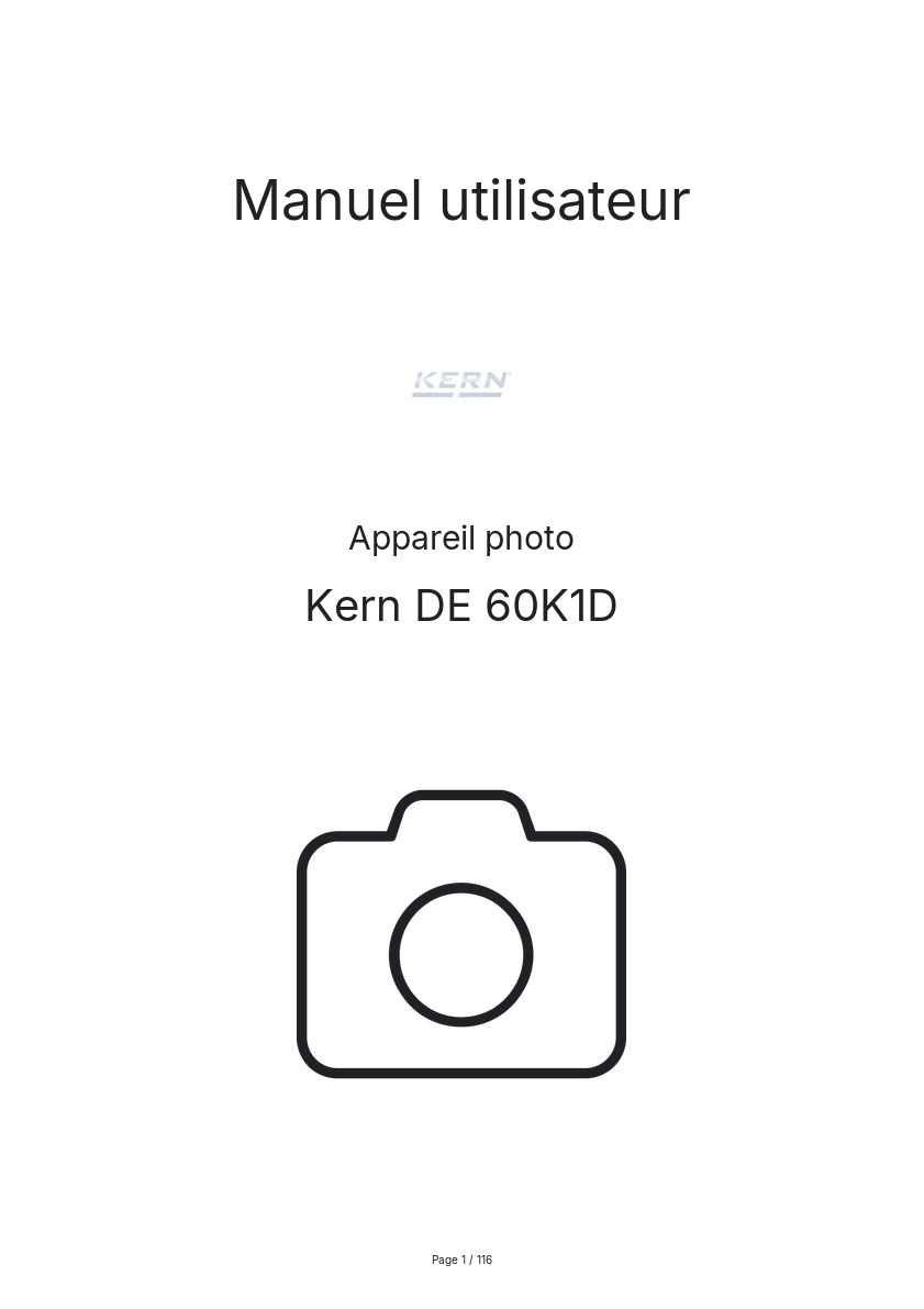 Image de la première page du manuel de l'appareil DE 60K1D