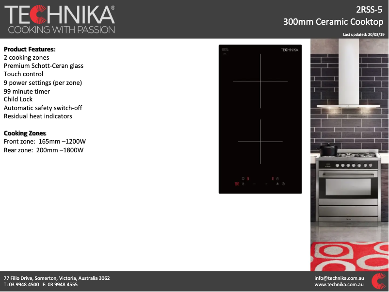 Page 1 de la notice Fiche technique Technika 2RSS-5