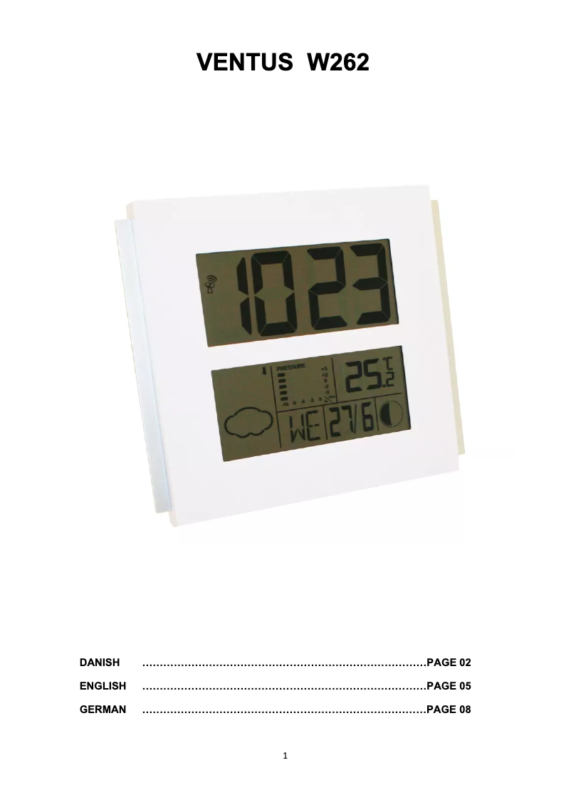 Image de la première page du manuel de l'appareil W262