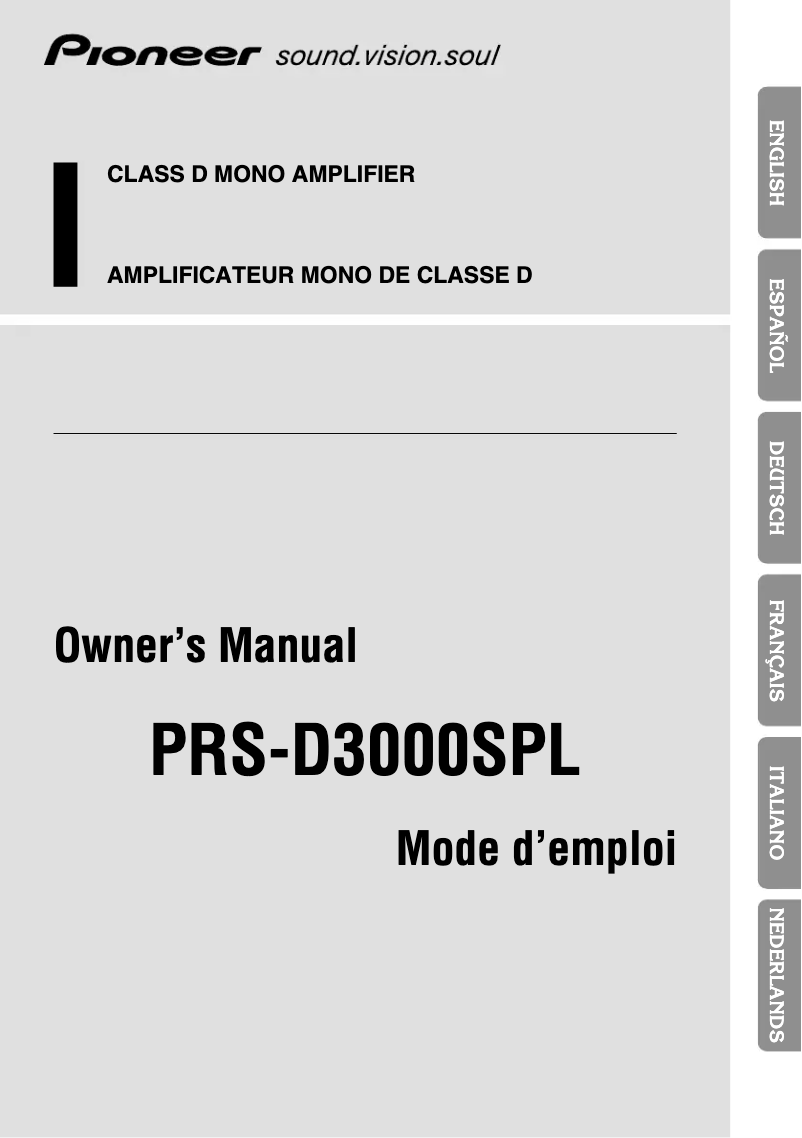 Page n°1 - Manuel utilisateur Pioneer PRS-D3000SPL