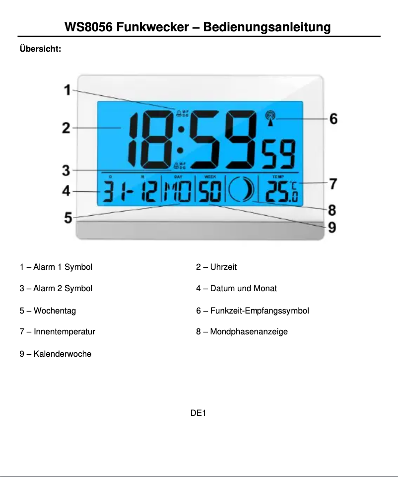 Page n°1 - Manuel utilisateur Techno Line WS 8056