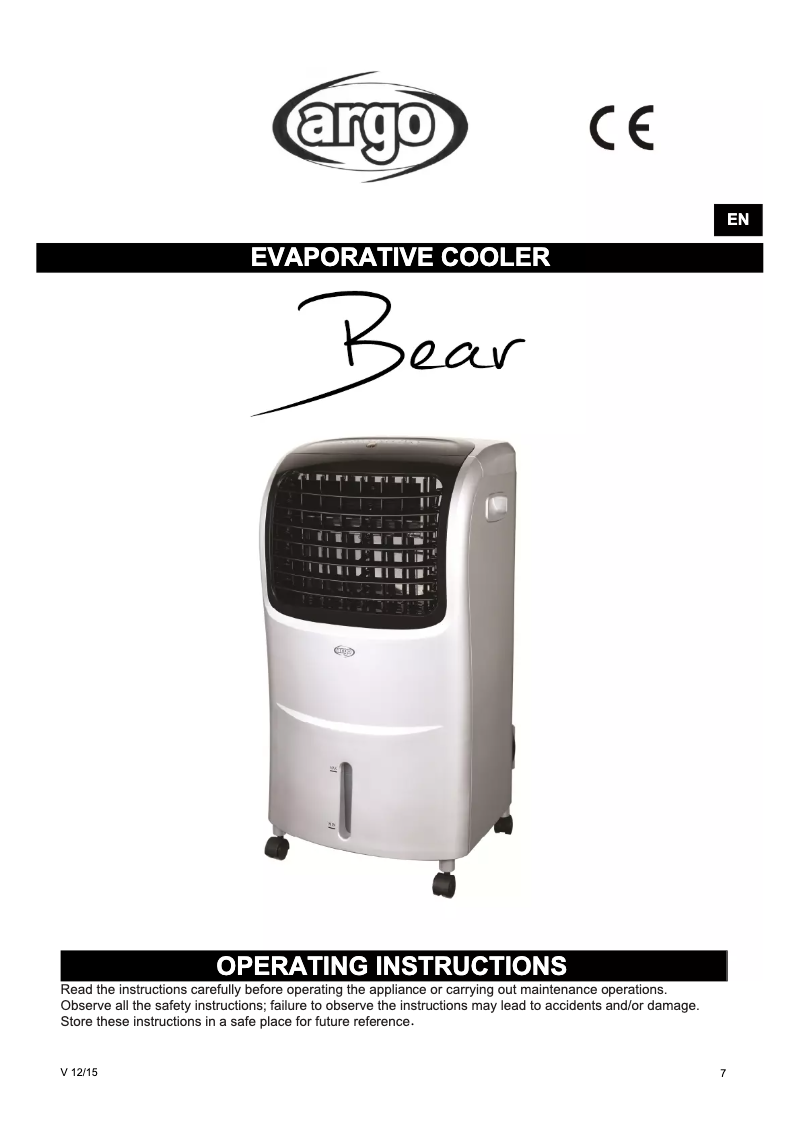 Page n°1 - Manuel utilisateur Argoclima Bear