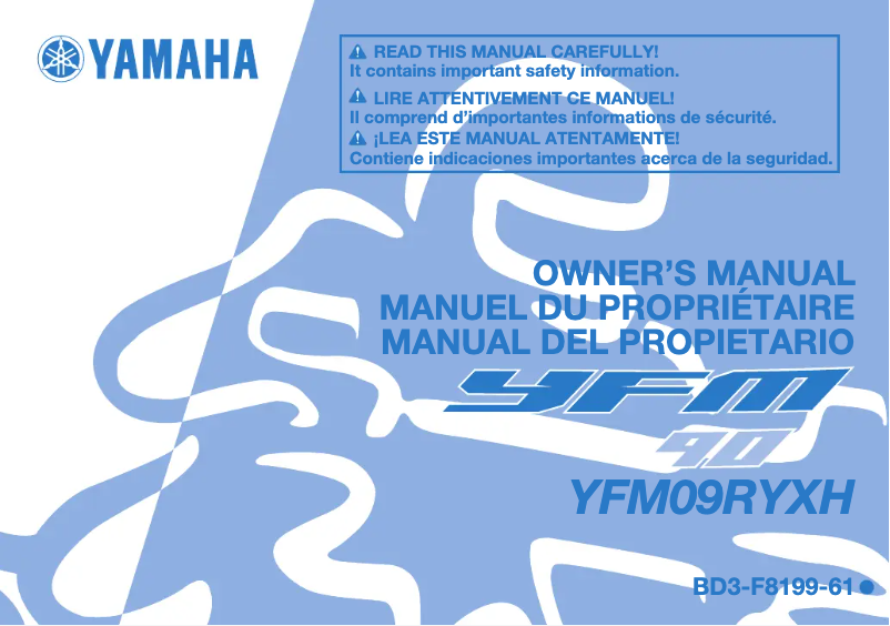 Page 1 de la notice Manuel utilisateur Yamaha YFM90 (2017)