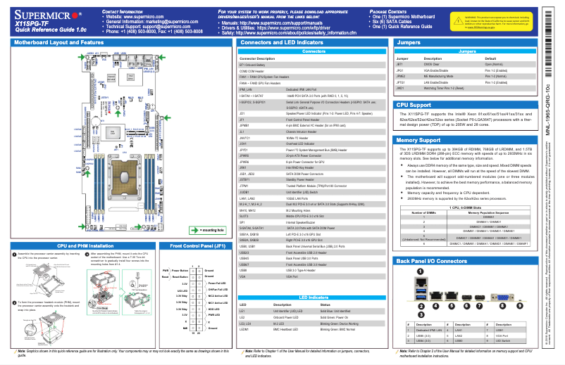 Image de la première page du manuel de l'appareil X11SPG-TF