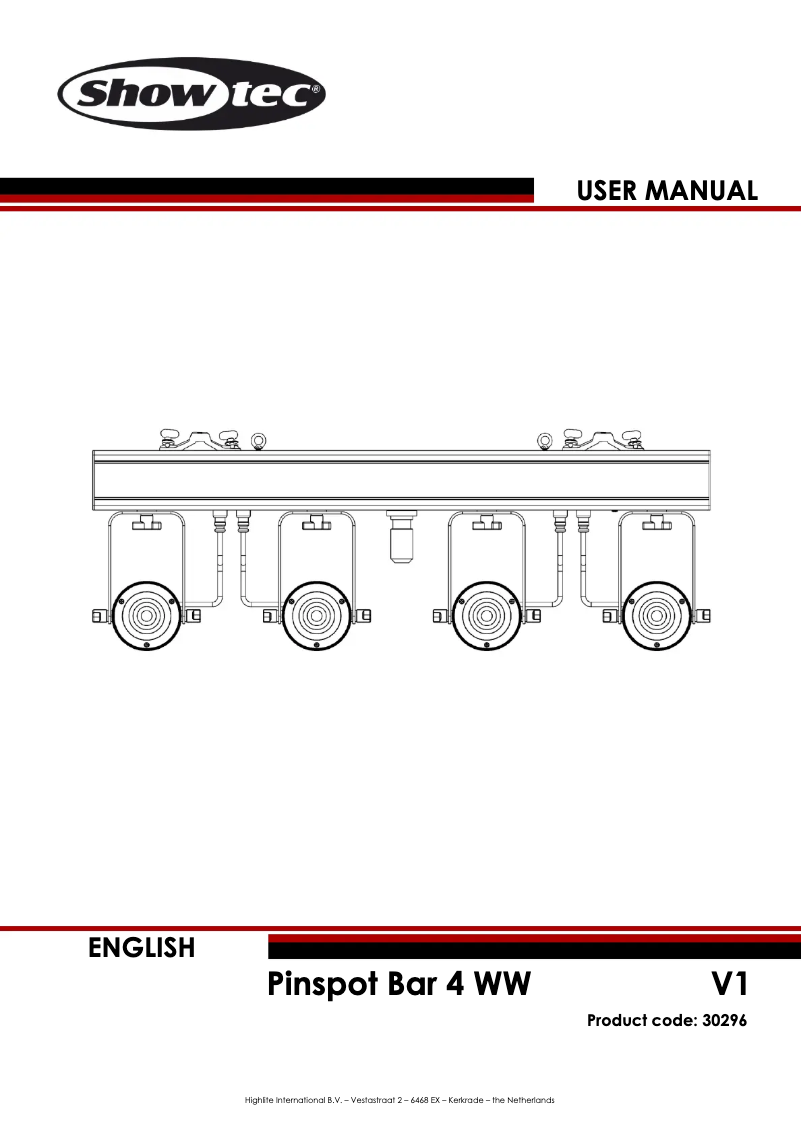 Page n°1 - Manuel utilisateur Showtec Pinspot Bar 4