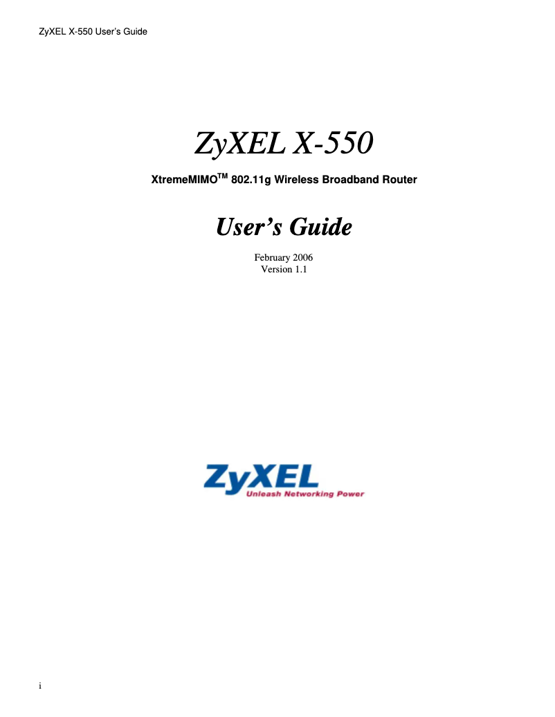 Page n°1 - Manuel utilisateur ZyXEL X-550