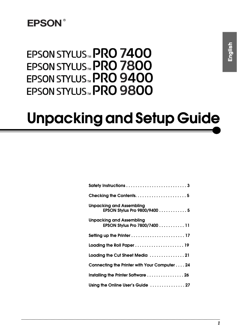 Image de la première page du manuel de l'appareil Stylus Pro 7400