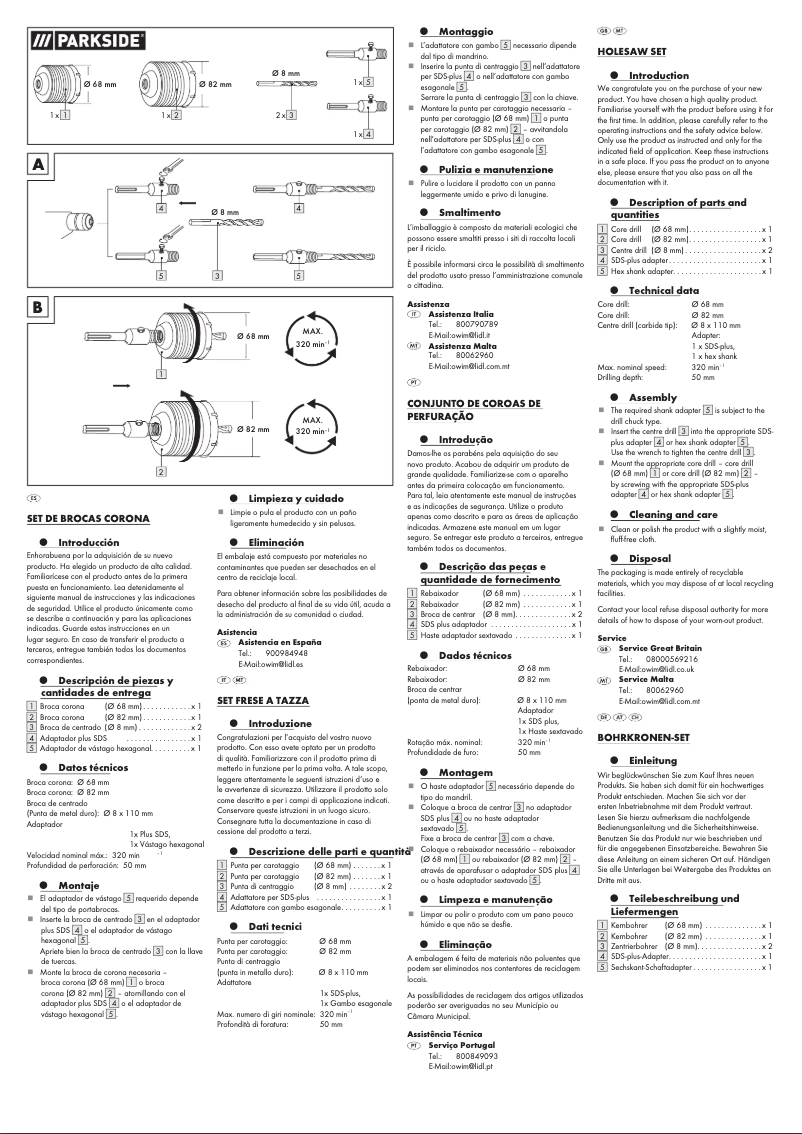 Page 1 de la notice Manuel utilisateur Parkside IAN 352338