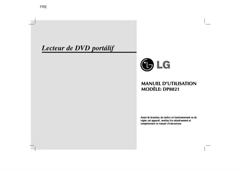Page 1 de la notice Manuel utilisateur LG DP8821PM