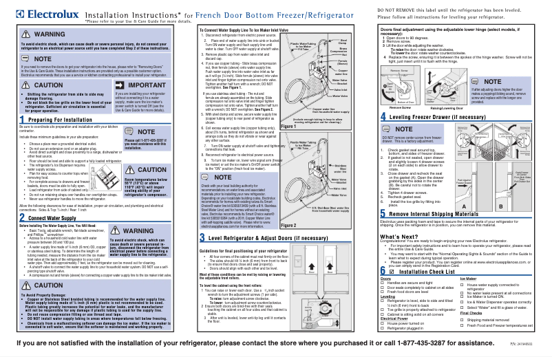 Page 1 de la notice Guide d'installation Electrolux EI23BC56IB