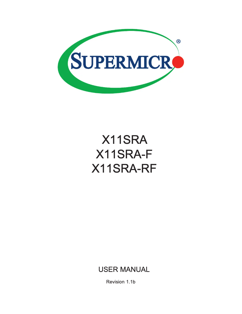 Page 1 de la notice Manuel utilisateur Supermicro X11SRA-F