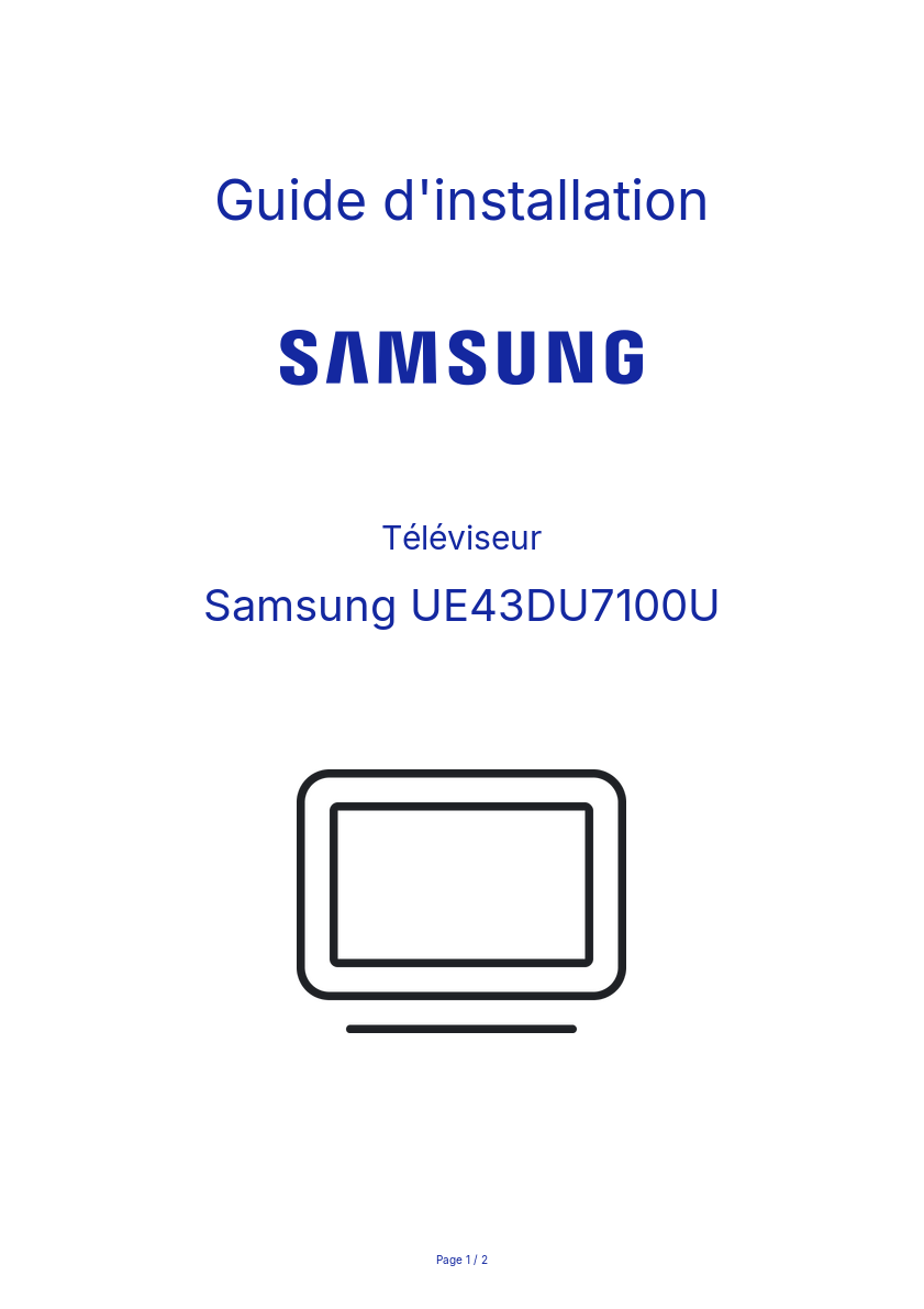 Image de la première page du manuel de l'appareil UE43DU7100U