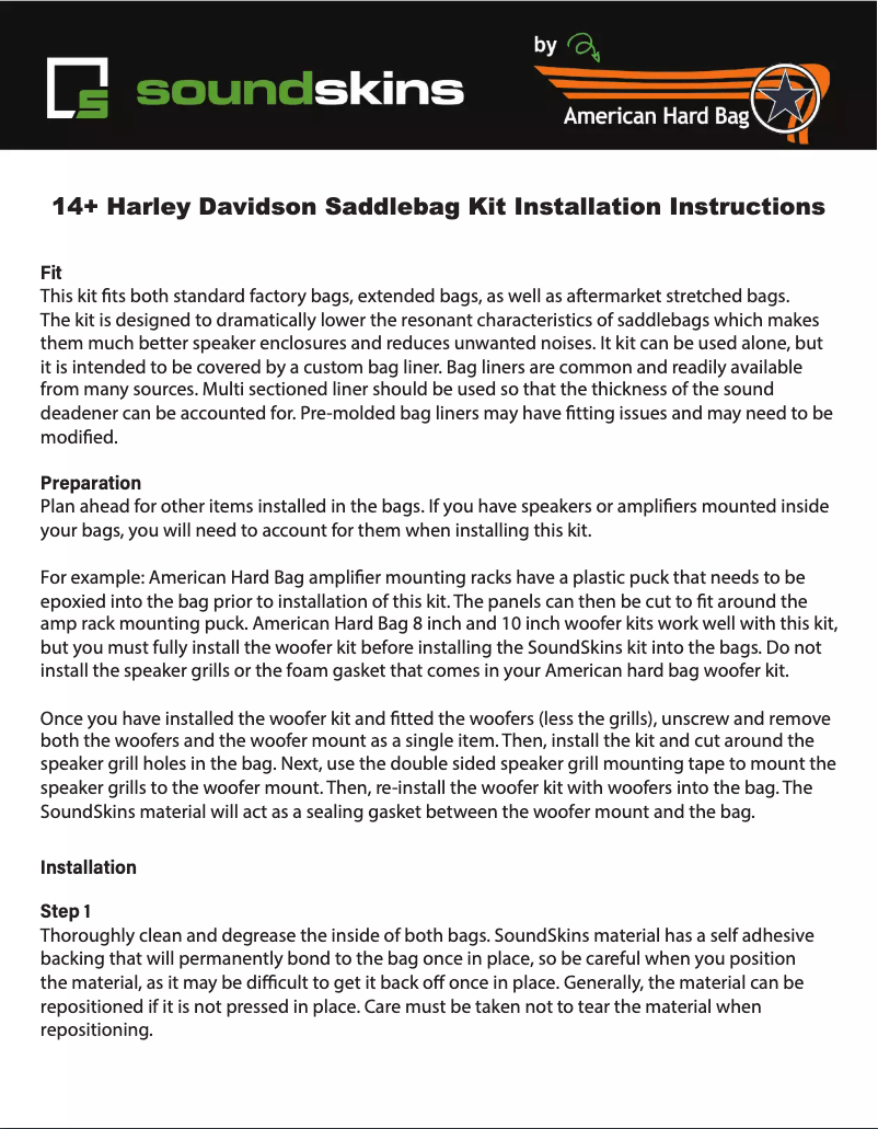 Page n°1 - Manuel utilisateur Soundskins SSK-RDGLD14