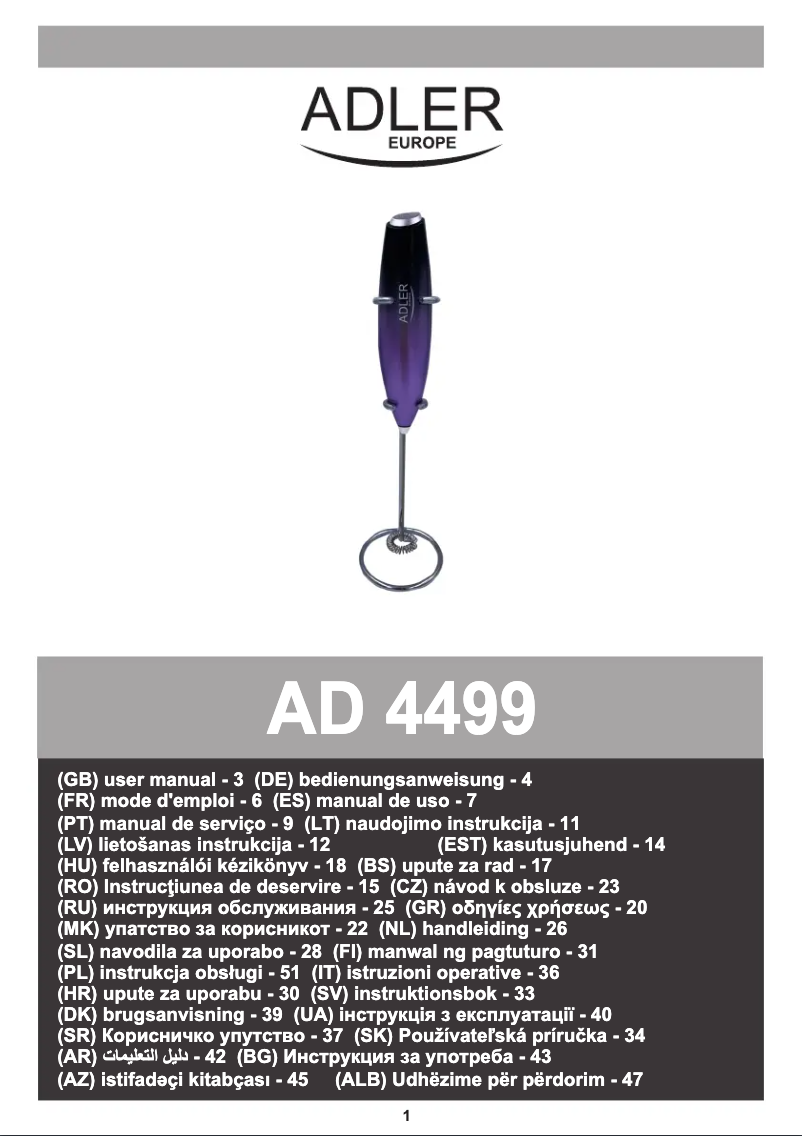 Page 1 of the manual User Manual Adler AD 4499