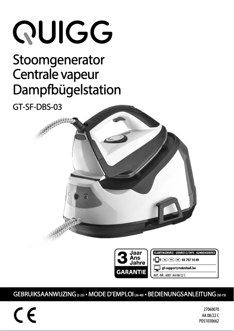 Page 1 de la notice Manuel utilisateur Quigg GT-SF-DBS-03