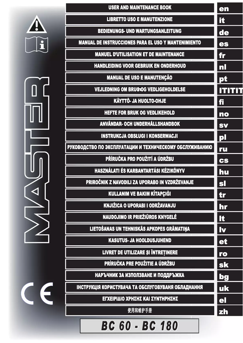 Page n°1 - Manuel utilisateur Master BC 180