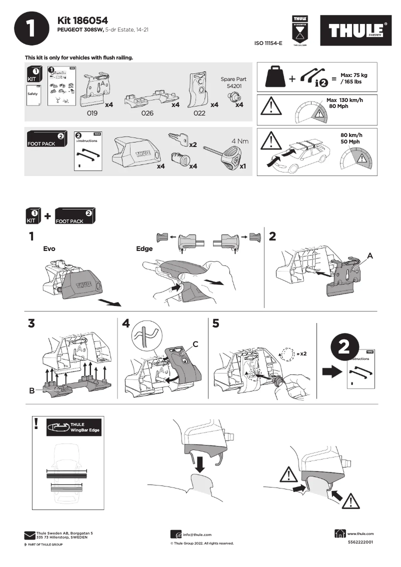 Page n°1 - Manuel utilisateur Thule Kit 186054