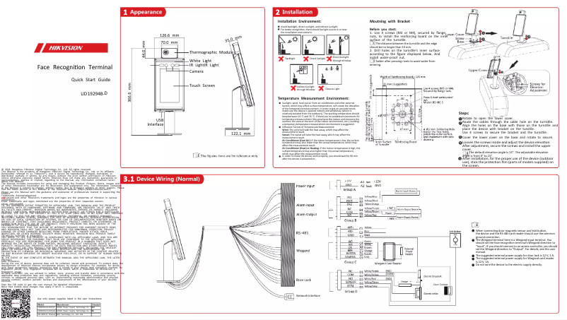 Page 1 de la notice Guide de démarrage rapide Hikvision DS-K5671-3XF