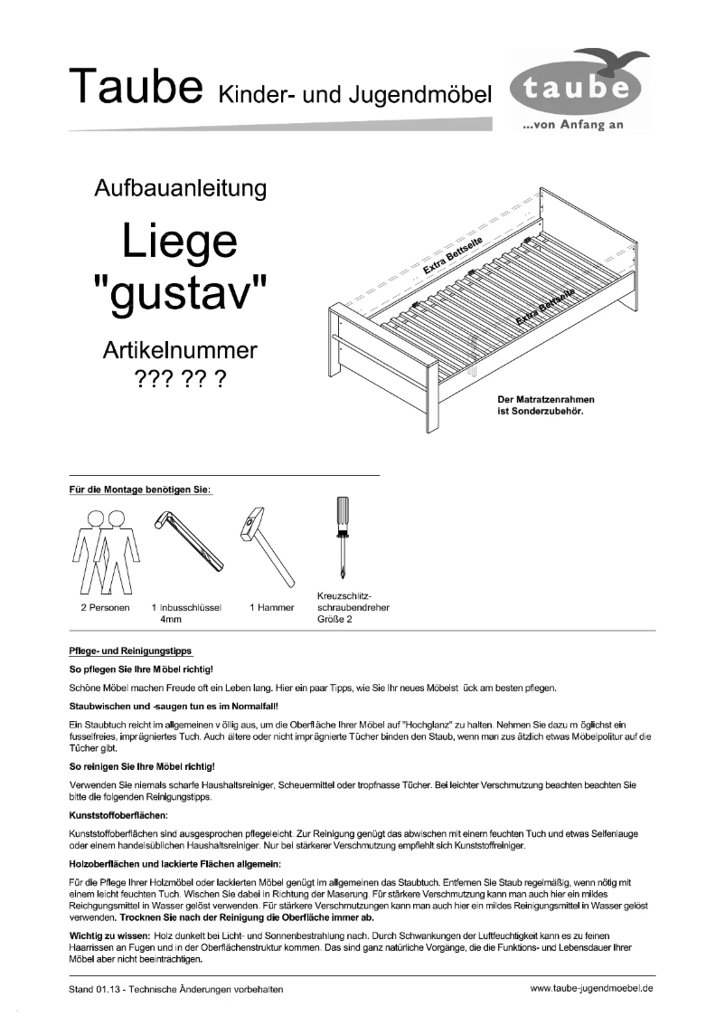 Página 1 del manual Manual de usuario Taube Bbybett Gustav