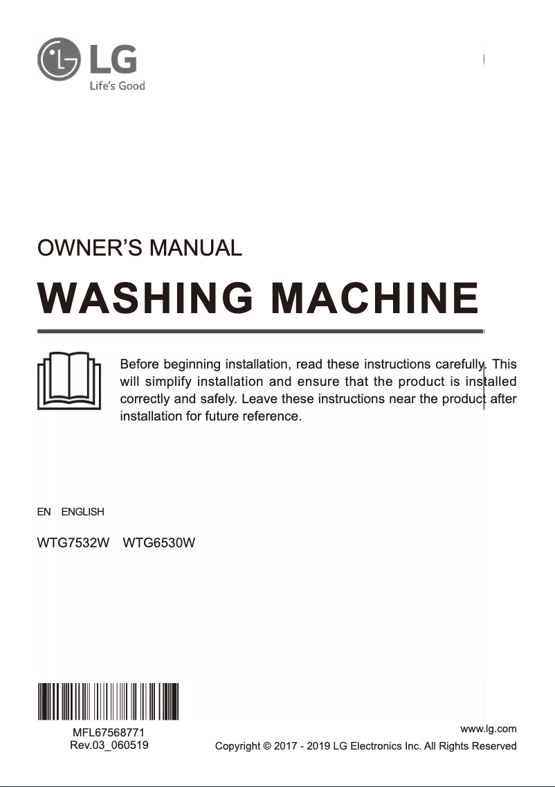 Page 1 de la notice Manuel utilisateur LG WTG7532W