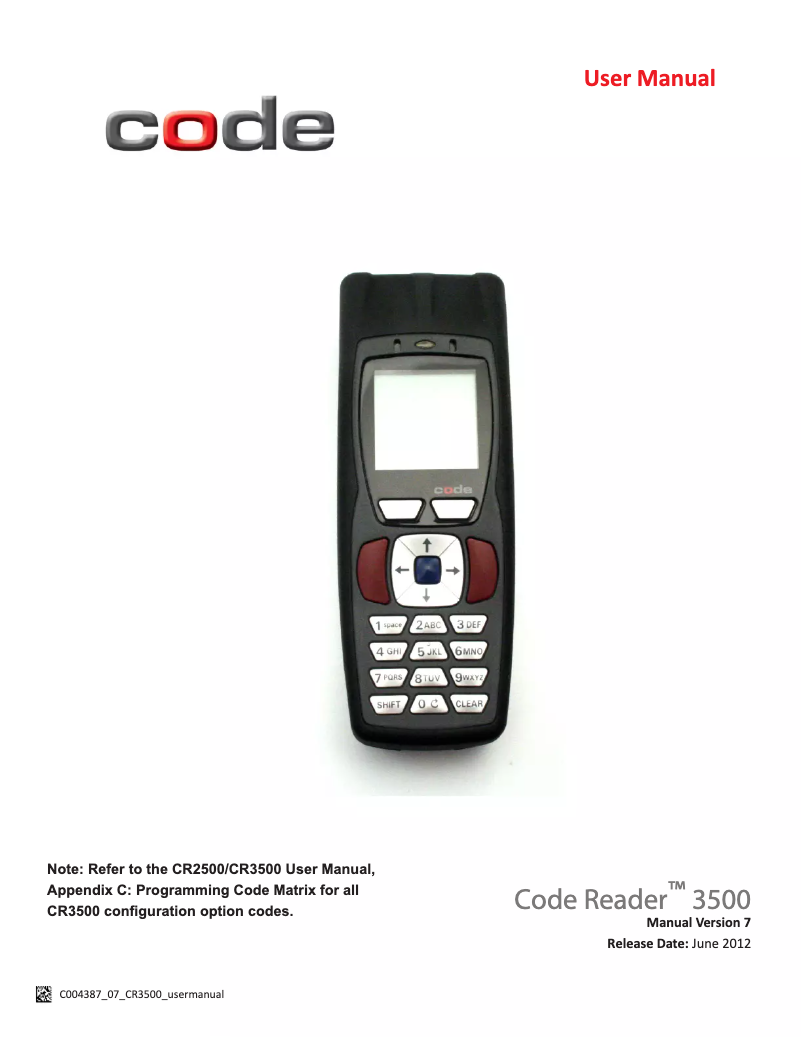 Página 1 del manual Manual de usuario Code Reader 3500
