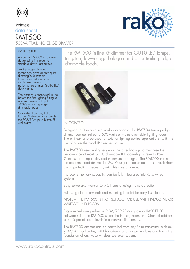 Image de la première page du manuel de l'appareil RMT500