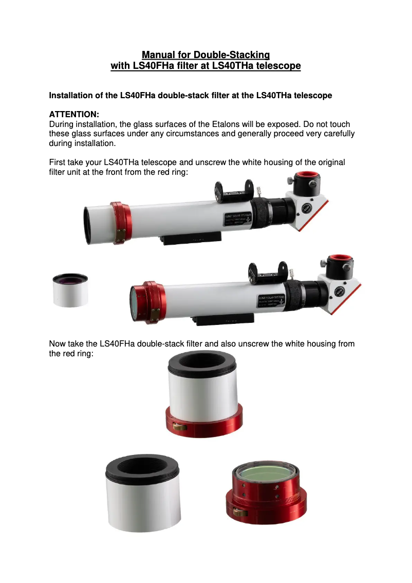 Page n°1 - Manuel utilisateur Lunt Solar Systems LS40FHa
