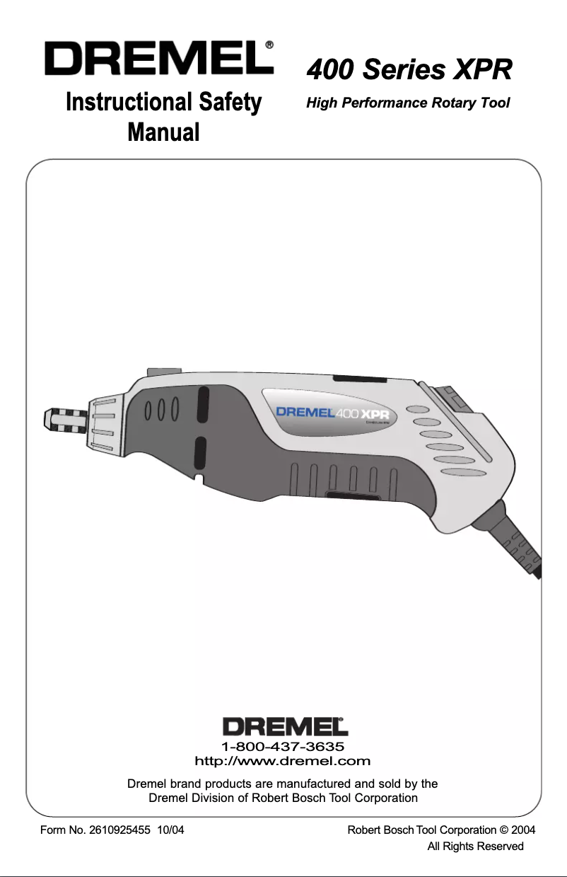 Page n°1 - Manuel utilisateur Dremel 400 XPR