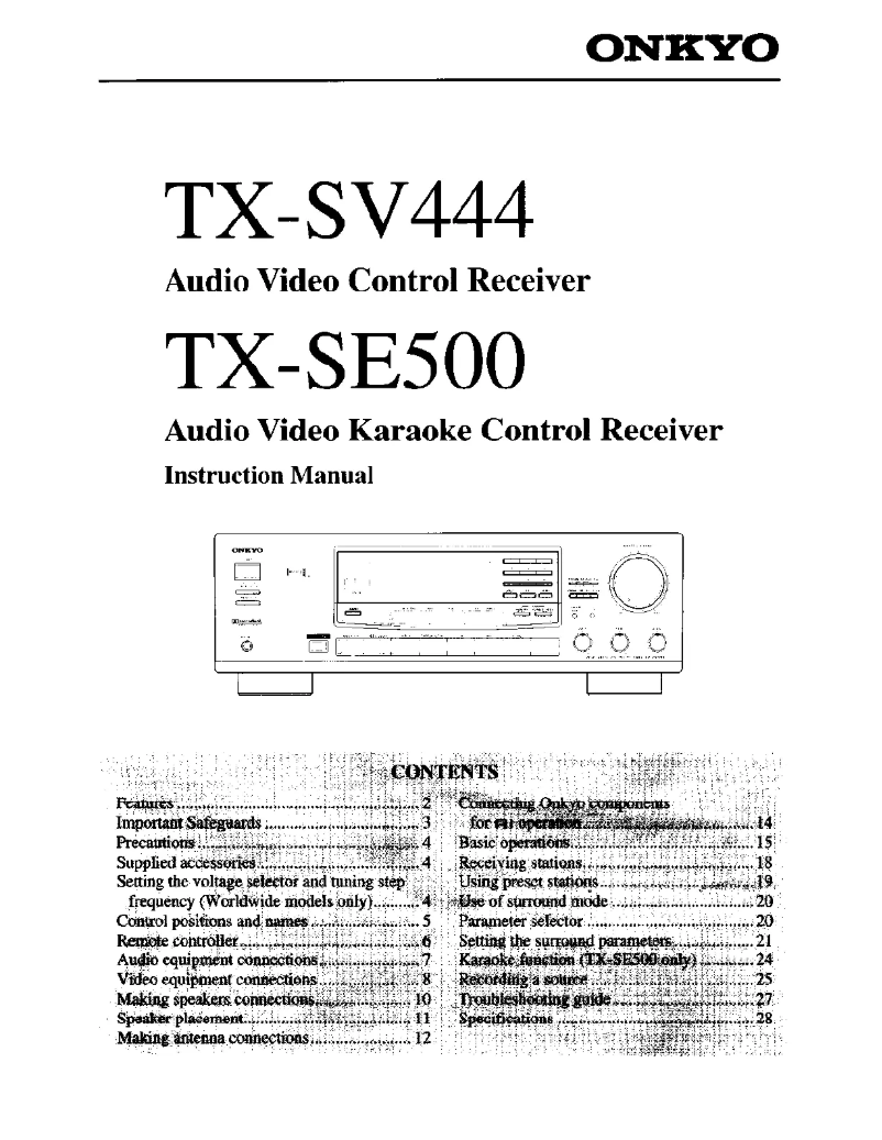 Page n°1 - Manuel utilisateur Onkyo TX-SE500