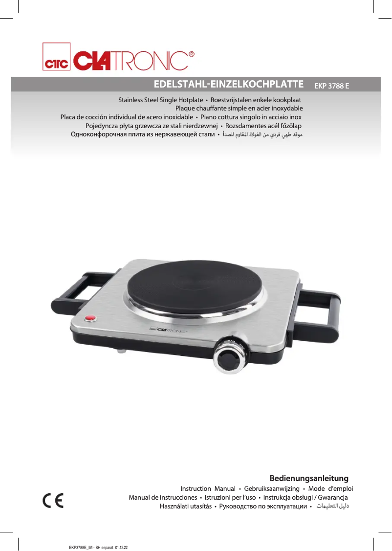 Page 1 de la notice Manuel utilisateur Clatronic EKP 3788 E