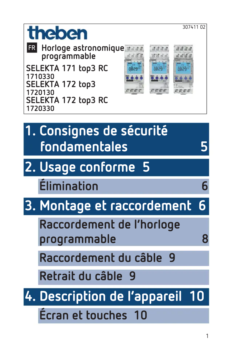 Page 1 de la notice Manuel utilisateur Theben Selekta 171 top3 RC