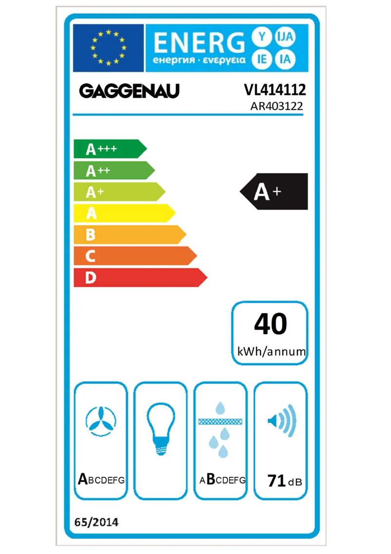 Página 1 del manual Etiqueta energética Gaggenau VL414112