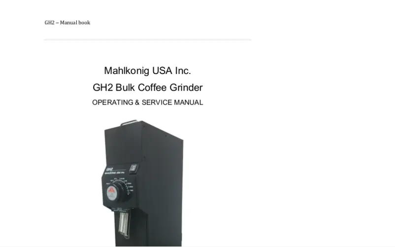 Page 1 de la notice Manuel utilisateur Mahlkönig GH2