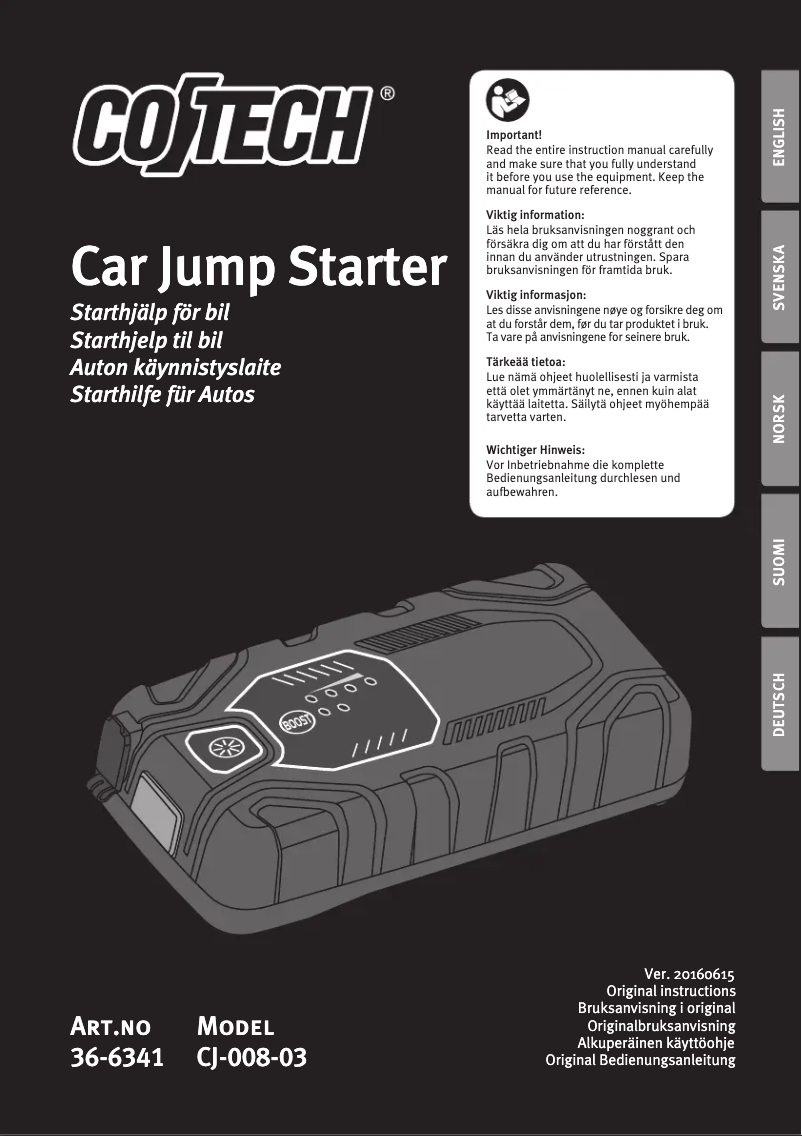 First page image of the manual for CJ-008-03