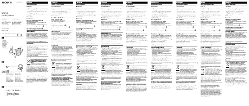 Page 1 de la notice Manuel utilisateur Sony MDR-ZX700
