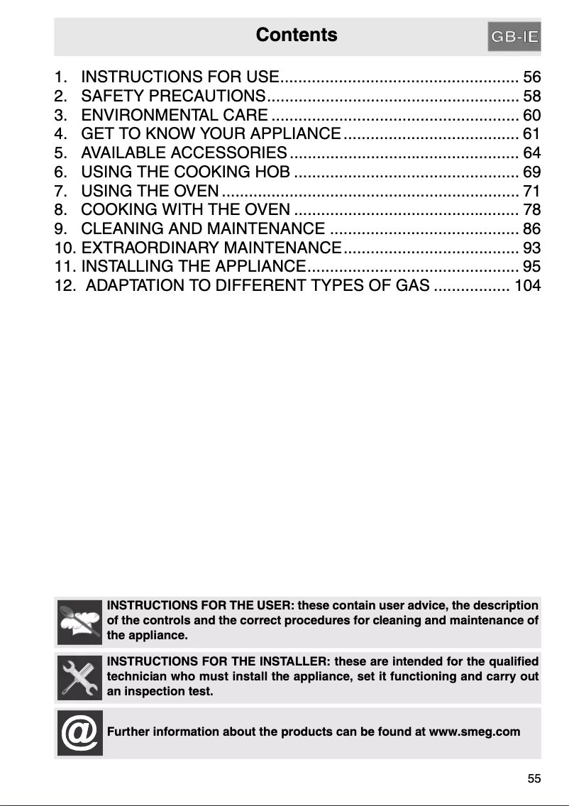 Page 1 de la notice Manuel utilisateur Smeg A4BL-8