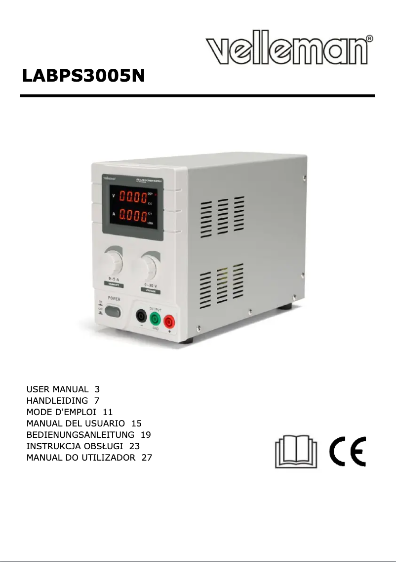 Page n°1 - Manuel utilisateur Velleman LABPS3005N