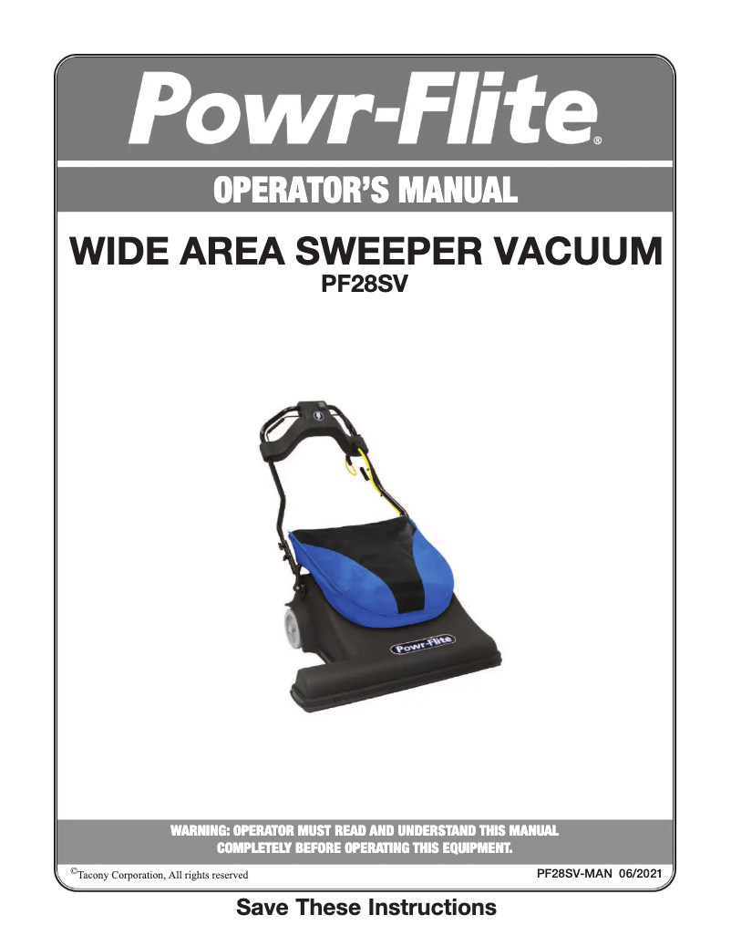 Image de la première page du manuel de l'appareil PF28SV