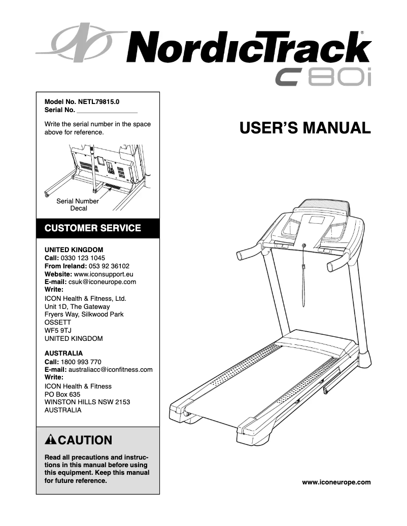 Página 1 del manual Manual de usuario NordicTrack C80i