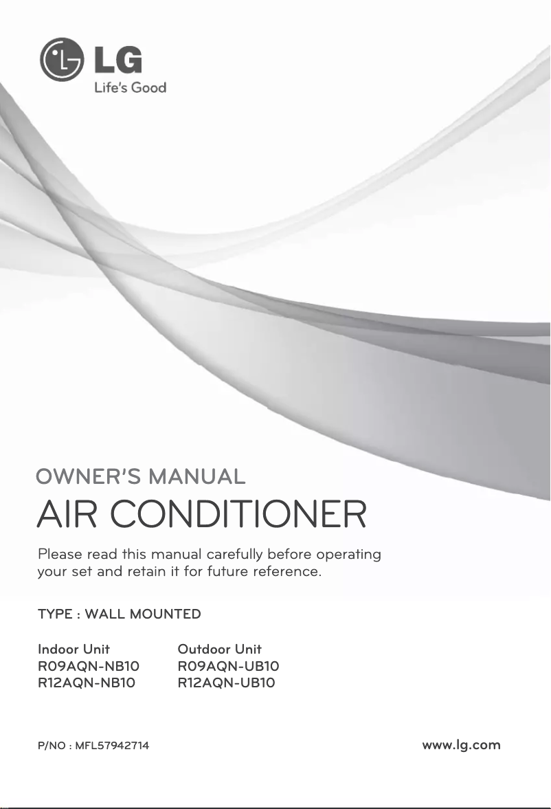 Page 1 de la notice Manuel utilisateur LG ASUW092B1U0