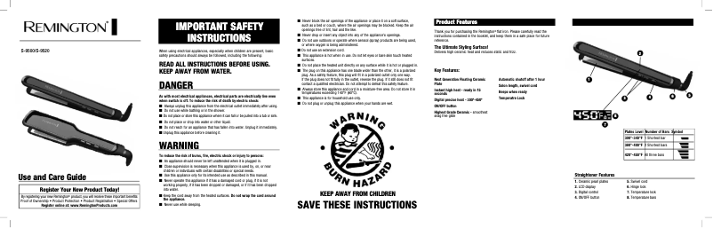 Page 1 de la notice Manuel utilisateur Remington S-9520