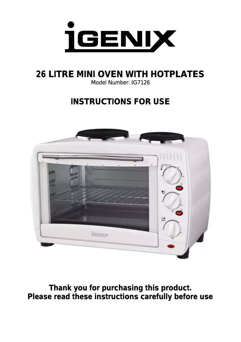 Page 1 de la notice Manuel utilisateur Igenix IG7126