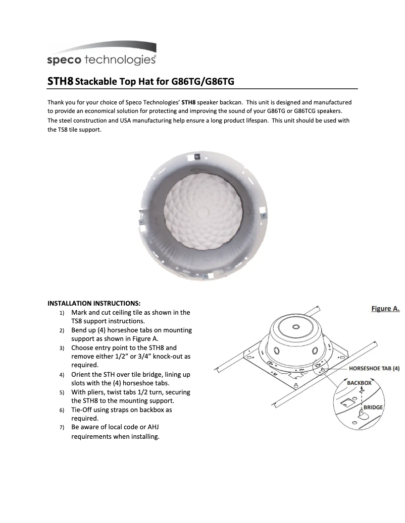 Page 1 de la notice Manuel utilisateur Speco Technologies STH8