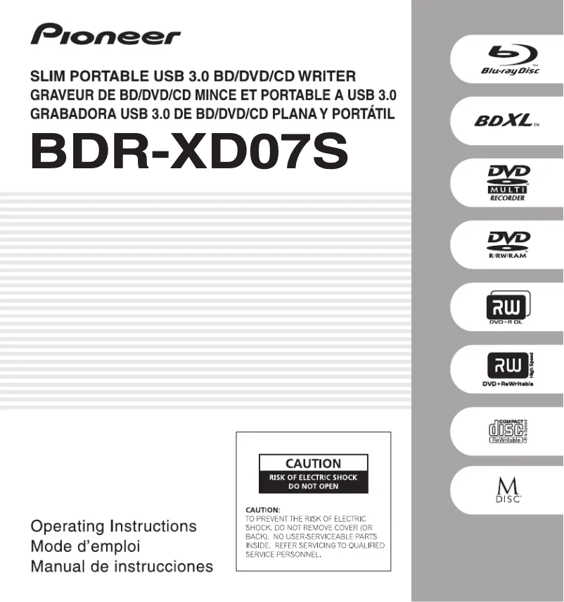 Page n°1 - Manuel utilisateur Pioneer BDR-XD07B