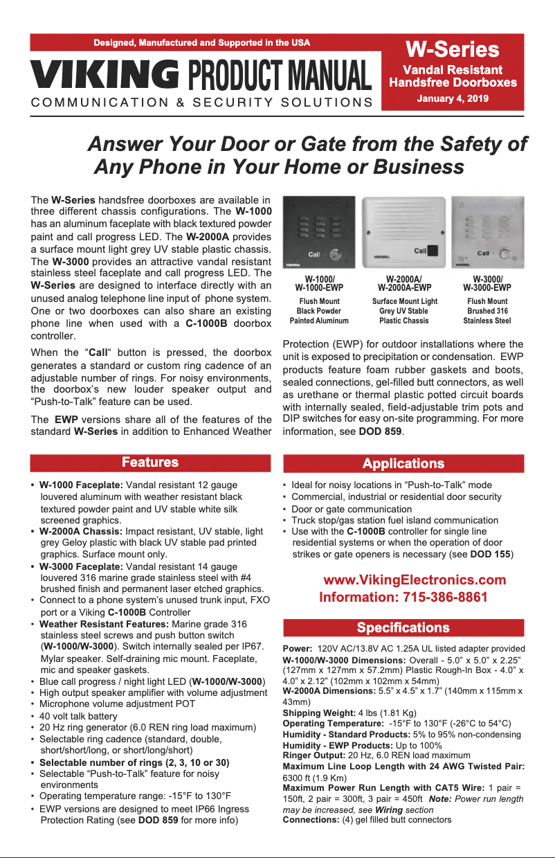 Página 1 del manual Manual de usuario Viking W-2000A