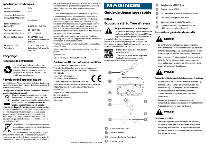Page n°1 - Manuel utilisateur Maginon BIK-4