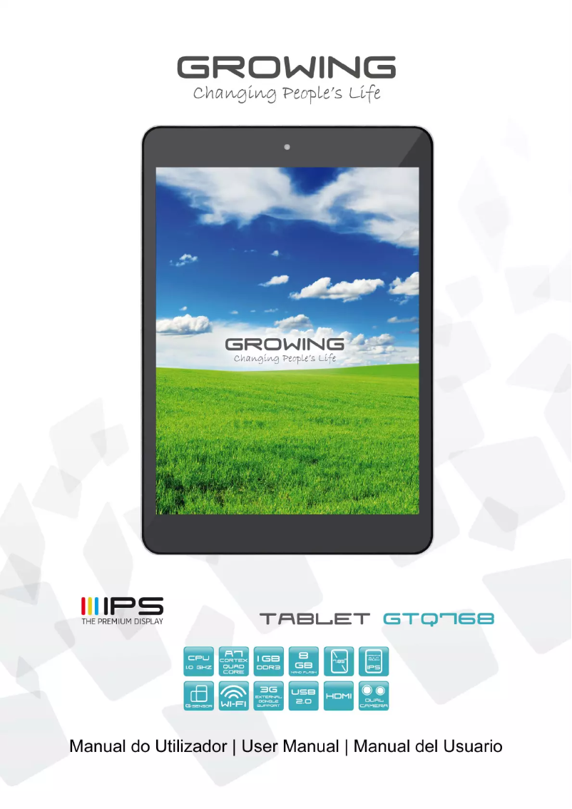 Page 1 de la notice Manuel utilisateur Growing GTQ768